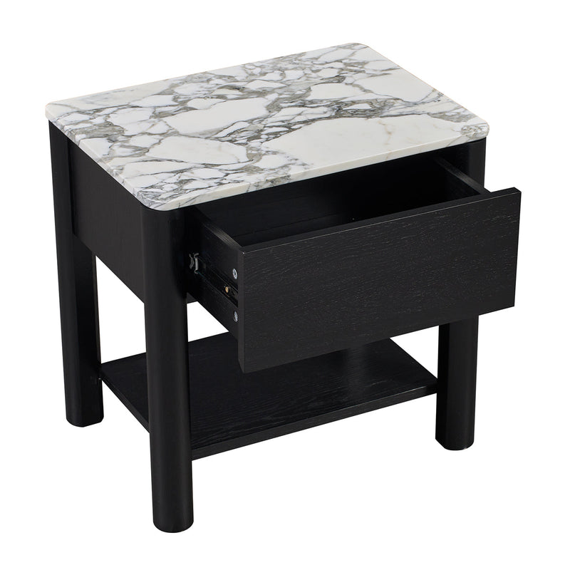 Arabescato Carrara Marble / Black Oak