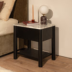 Arabescato Carrara Marble / Black Oak