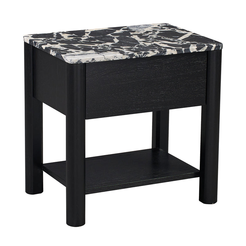 Black Calacatta Viola Marble / Black Oak