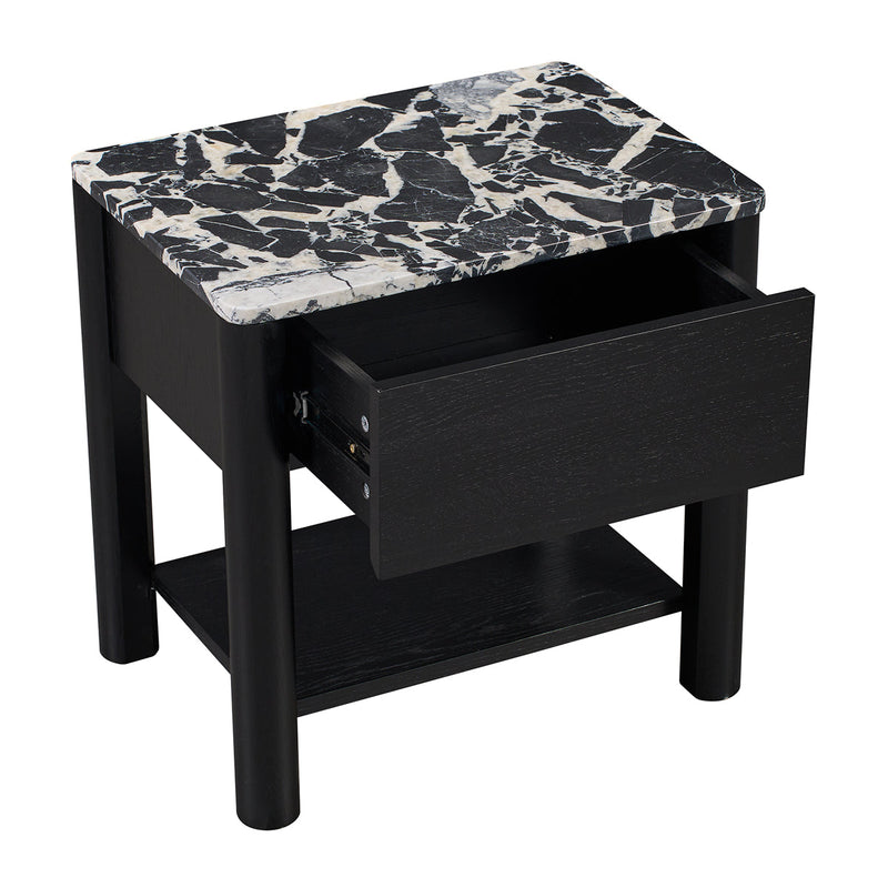 Black Calacatta Viola Marble / Black Oak