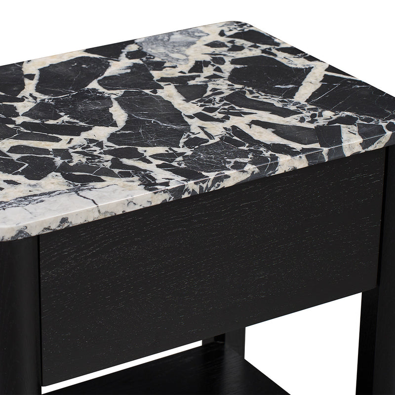 Black Calacatta Viola Marble / Black Oak