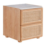 Delta Marble Rattan Bedside Table