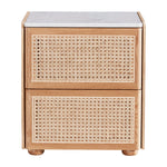 Delta Marble Rattan Bedside Table