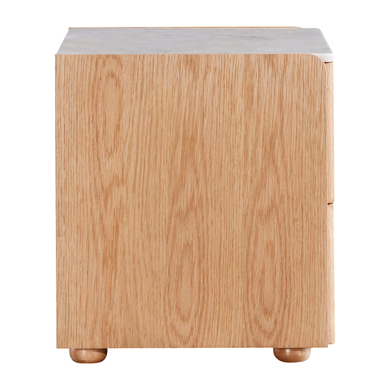 Delta Marble Rattan Bedside Table