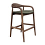 Noris Leather Bar Stool - Olive Green / Walnut