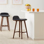 Capa Leather Bar Stool - Black / Walnut