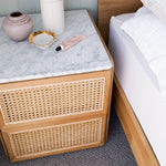 Delta Marble Rattan Bedside Table