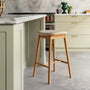 Lando Leather Backless Bar Stool - Tan / Oak