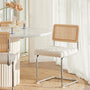 Blake Rattan Boucle Dining Chair - White / Chrome