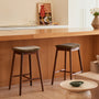 Lando Fabric Backless Bar Stool - Olive Moss / Walnut