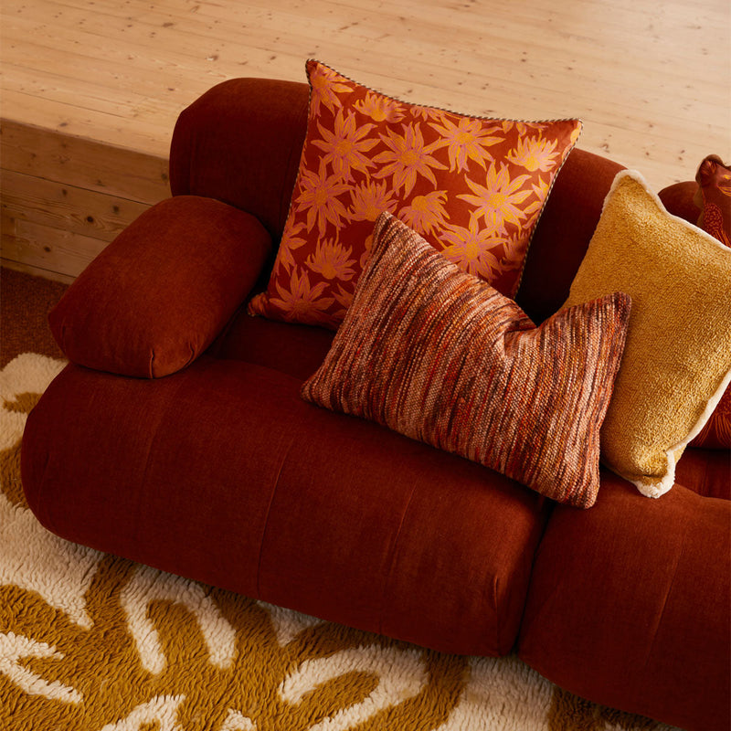 Bowie Textured Velvet 3 Seat Sofa (Terracotta)