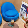 Babette Fabric Swivel Armchair - Mark Cobalt Blue Weave